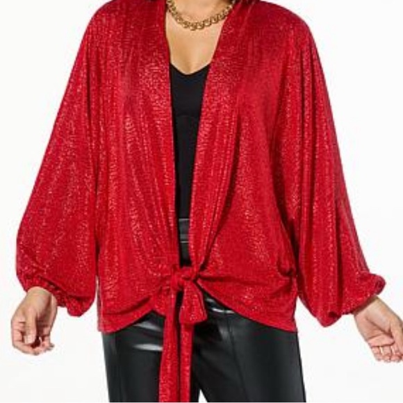 Colleen Lopez Textured Knit Tie-Front Topper - Picture 1 of 5